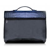 Ammoment - Caiman in Degrade Navy-Black - Leather Briefcase -  Orion Business Bag
