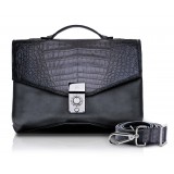 Ammoment - Caiman in Degrade Coal New Age - Leather Briefcase -  Orion Business Bag