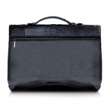 Ammoment - Python in Black - Leather Briefcase -  Orion Business Bag
