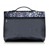 Ammoment - Ostrich in Tahitian Pearl Black - Leather Briefcase -  Orion Business Bag