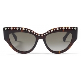 Jimmy Choo - Sonja - Occhiali da Sole Cat-Eye Havana Scuro con Perla - Jimmy Choo Eyewear