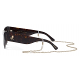 Jimmy Choo - Sonja - Occhiali da Sole Cat-Eye Havana Scuro con Perla - Jimmy Choo Eyewear