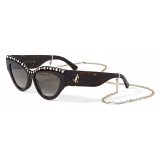Jimmy Choo - Sonja - Dark Havana Cat-Eye Sunglasses with Pearls - Jimmy Choo Eyewear