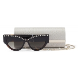 Jimmy Choo - Sonja - Occhiali da Sole Cat-Eye Havana Scuro con Perla - Jimmy Choo Eyewear