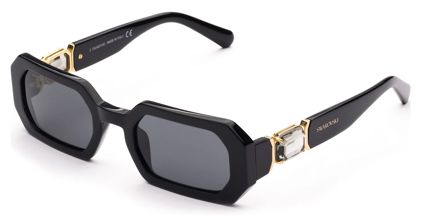 Sunglasses, Oval shape, Black | Swarovski
