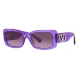 Valentino - Vlogo Signature Rectangular Sunglasses in Acetate Frames - Purple - Valentino Eyewear