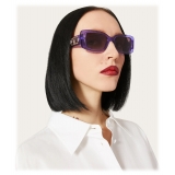 Valentino - Vlogo Signature Rectangular Sunglasses in Acetate Frames - Purple - Valentino Eyewear