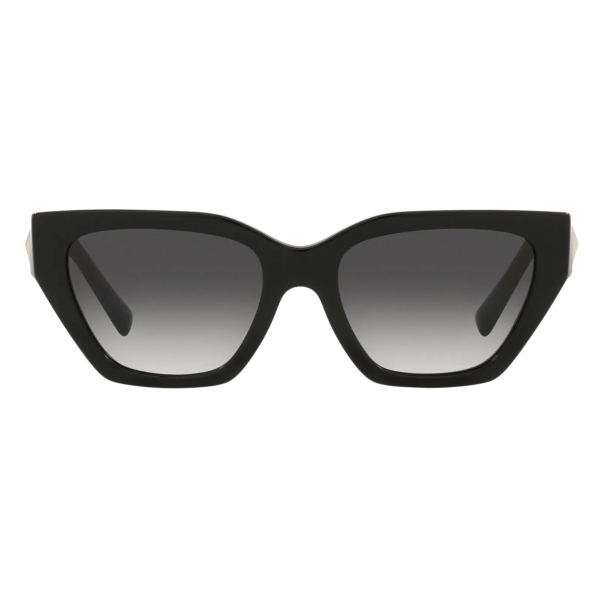 Valentino - Squared Acetate Frame Sunglasses with Roman Stud - Black - Valentino Eyewear