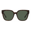 Valentino - Squared Acetate Frame Sunglasses with Roman Stud - Brown - Valentino Eyewear