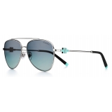 Tiffany & Co. - Occhiale da Sole Pilot - Argento Blu Sfumato - Collezione Atlas - Tiffany & Co. Eyewear