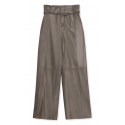 La Rando - Bernal Pants - Morbida Pelle di Agnello - Grigio - Pantaloni Artigianali - Pelle di Alta Qualità Luxury