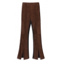 La Rando - Buenos Aires Pants - Goat Suede Leather - Brown - Artisan Pants - Luxury High Quality Leather