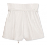 La Rando - Campana Shorts - Pelle di Agnello - Bianco - Pantaloni Artigianali - Pelle di Alta Qualità Luxury