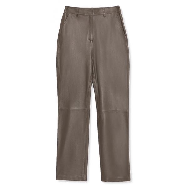 La Rando - Ezpeleta Pants - Soft Lambskin - Grey - Artisan Pants - Luxury High Quality Leather