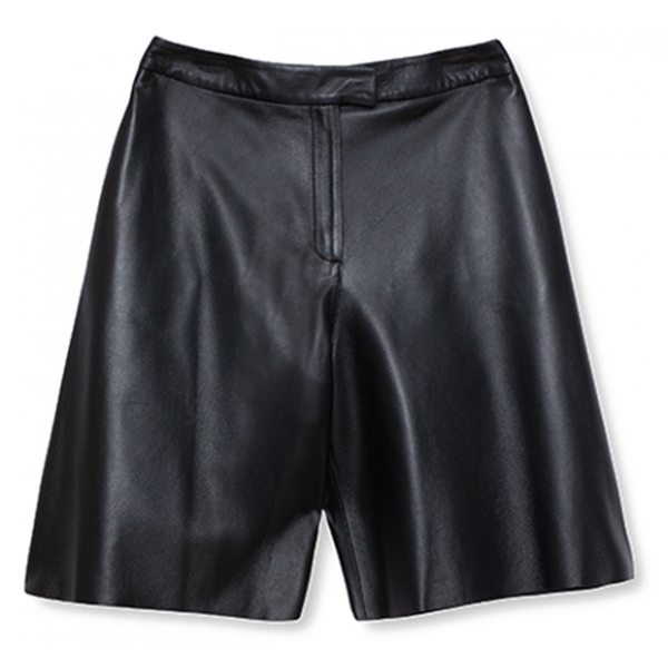 La Rando - Florida Shorts - Pelle di Agnello - Nero - Pantaloni Artigianali - Pelle di Alta Qualità Luxury