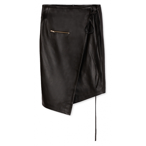 La Rando - Ituzaingo Skirt - Morbida Pelle di Agnello - Nero - Gonna Artigianale - Pelle di Alta Qualità Luxury