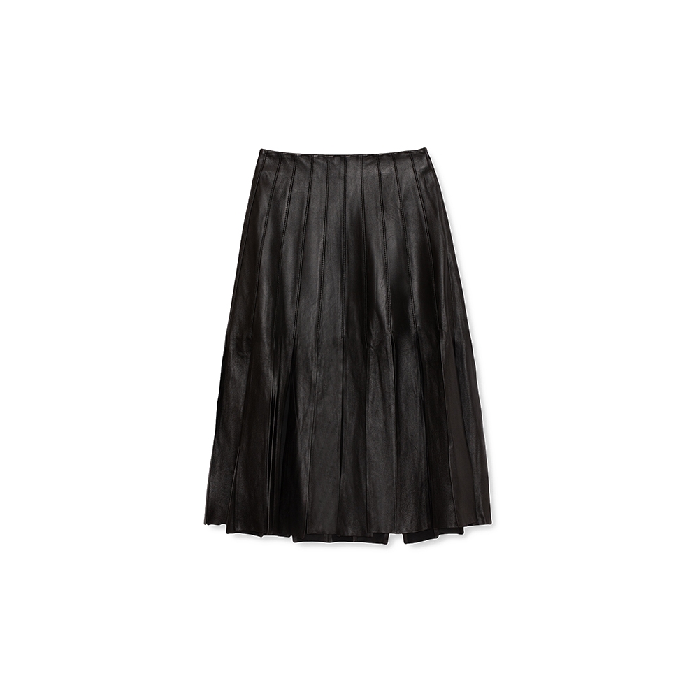 UNA - Faux leather midi skirt - Black
