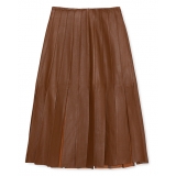 La Rando - Lobos Skirt - Soft Lambskin - Brown - Artisan Skirt - Luxury High Quality Leather