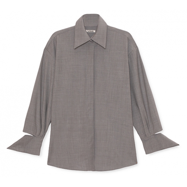 La Rando - Longchamps Shirt - Wool - Grey - Artisan Shirts - Luxury High Quality Leather