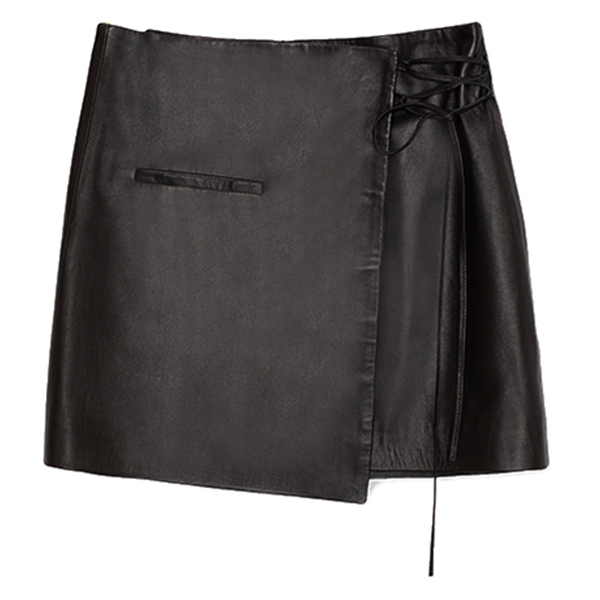 La Rando - Traful Mini Skirt - Lambskin Leather - Black - Artisan Skirt - Luxury High Quality Leather