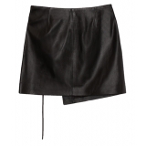 La Rando - Traful Mini Skirt - Morbida Pelle di Agnello - Nero - Gonna Artigianale - Pelle di Alta Qualità Luxury