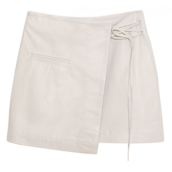 La Rando - Traful Mini Skirt - Lambskin Leather - White - Artisan Skirt ...