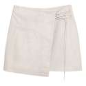La Rando - Traful Mini Skirt - Morbida Pelle di Agnello - Bianco - Gonna Artigianale - Pelle di Alta Qualità Luxury