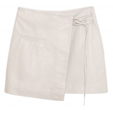 La Rando - Traful Mini Skirt - Lambskin Leather - White - Artisan Skirt - Luxury High Quality Leather