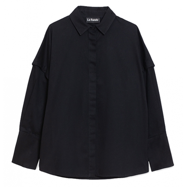 La Rando - Olivos Shirt - Cotone - Nero - Camicie Artigianali - Pelle di Alta Qualità Luxury