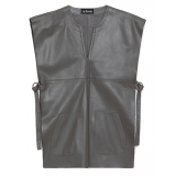 La Rando - Pergamino Tunic - Lambskin Leather - Grey - Artisan Top - Luxury High Quality Leather