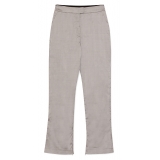 La Rando - Torcuato Pants - Seta e Lana  - Grigio Chiaro - Pantaloni Artigianali - Pelle di Alta Qualità Luxury
