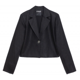 La Rando - Trelew Blazer - Linen - Black - Artisan Jacket - Luxury High Quality Leather