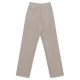 La Rando - Trelew Pants - Lino  - Grigio Chiaro - Pantaloni Artigianali - Pelle di Alta Qualità Luxury