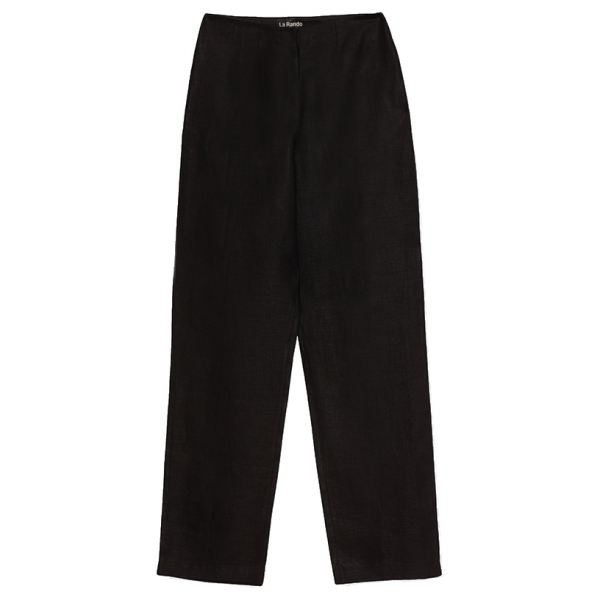 La Rando - Trelew Pants - Lino  - Nero - Pantaloni Artigianali - Pelle di Alta Qualità Luxury