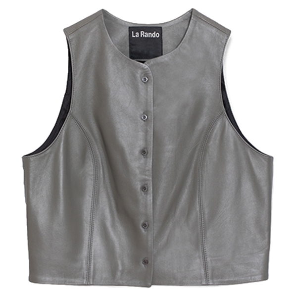 La Rando - Trelew Vest - Lambskin Leather - Grey - Artisan Top - Luxury High Quality Leather