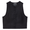 La Rando - Trelew Vest - Linen - Black - Artisan Top - Luxury High Quality Leather