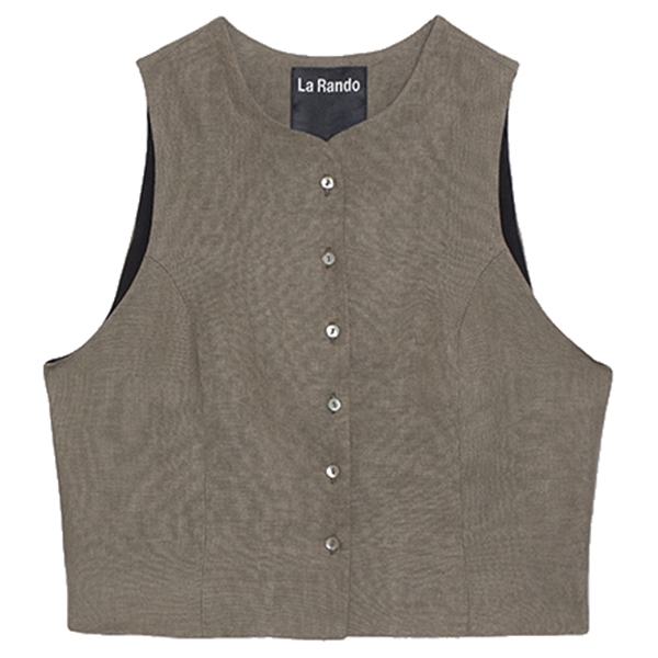 La Rando - Trelew Vest - Linen - Brown - Artisan Top - Luxury High Quality Leather