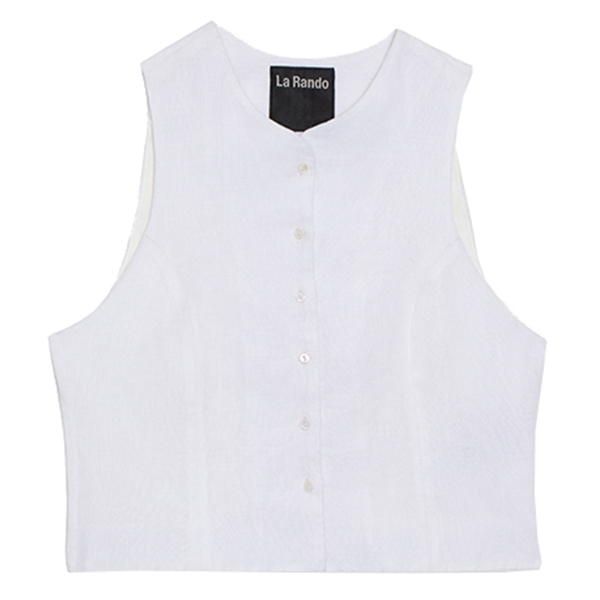 La Rando - Trelew Vest - Linen - White - Artisan Top - Luxury High ...