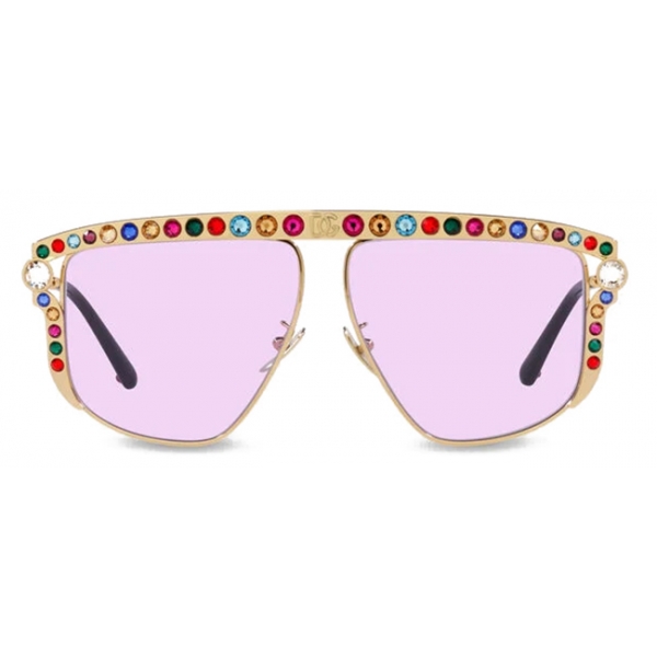 Dolce & Gabbana - DG Crystal Sunglasses - Gold Purple - Dolce & Gabbana Eyewear