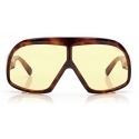 Tom Ford - Cassius Sunglasses -  Maschera Oversize - Havana Scuro - FT0965 - Occhiali da Sole - Tom Ford Eyewear