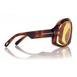 Tom Ford - Cassius Sunglasses - Oversize Mask - Dark Havana - FT0965 - Sunglasses - Tom Ford Eyewear