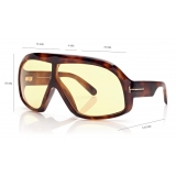 Tom Ford - Cassius Sunglasses -  Maschera Oversize - Havana Scuro - FT0965 - Occhiali da Sole - Tom Ford Eyewear