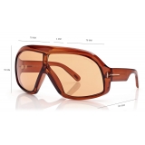 Tom Ford - Cassius Sunglasses -  Maschera Oversize - Marrone Chiaro - FT0965 - Occhiali da Sole - Tom Ford Eyewear
