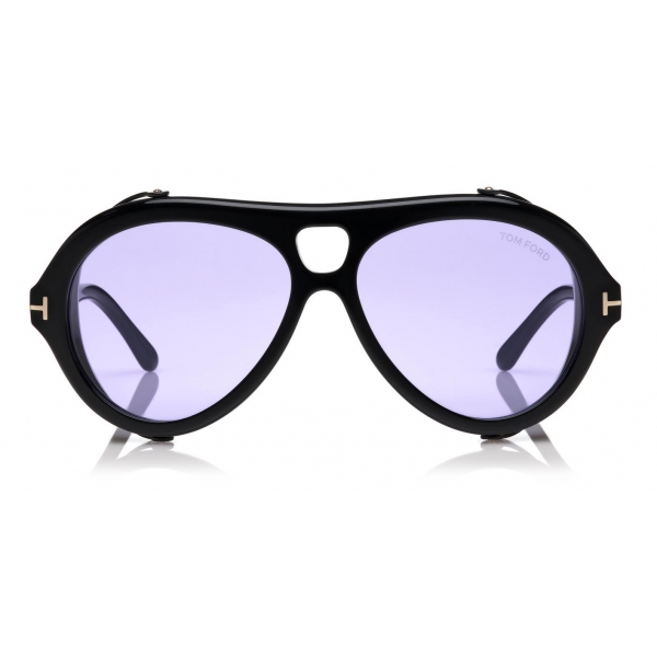 Tom Ford - Neughman Sunglasses - Occhiali da Sole Navigatore - Nero Lucido Viola - FT0882 - Occhiali da Sole - Tom Ford Eyewear