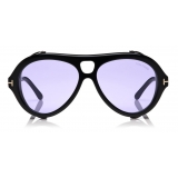 Tom Ford - Neughman Sunglasses - Occhiali da Sole Navigatore - Nero Lucido Viola - FT0882 - Occhiali da Sole - Tom Ford Eyewear