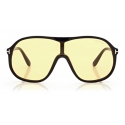 Tom Ford - Drew Sunglasses - Occhiali da Sole Pilota - Nero Lucido Marrone - FT0964 - Occhiali da Sole - Tom Ford Eyewear