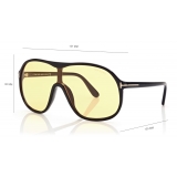 Tom Ford - Drew Sunglasses - Occhiali da Sole Pilota - Nero Lucido Marrone - FT0964 - Occhiali da Sole - Tom Ford Eyewear