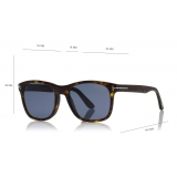 Tom Ford - Eric Sunglasses - Occhiali da Sole Squadrati - Havana Scuro Blu - FT0595 - Occhiali da Sole - Tom Ford Eyewear