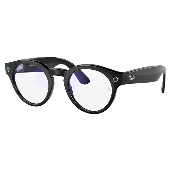 Ray-Ban - RW4003 601/SB 48-23 - Ray-Ban Stories Round - Black - Clear Blue Light Filter Lenses - Sunglass - Ray-Ban Eyewear