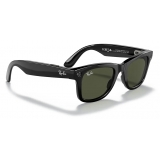 Ray-Ban - RW4002 601/71 50-22 - Ray-Ban Stories Wayfarer - Shiny Black - Green Classic G-15 Lenses - Sunglass - Ray-Ban Eyewear